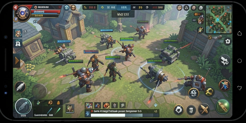 Tangkapan layar gameplay 55RP yang menunjukkan strategi pertempuran yang intens.