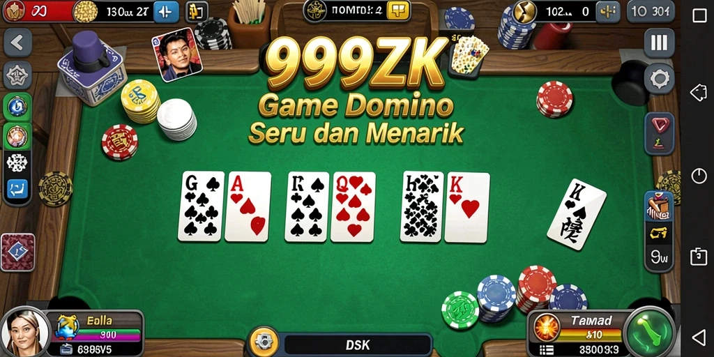 Tampilan gameplay Domino yang seru dan interaktif.