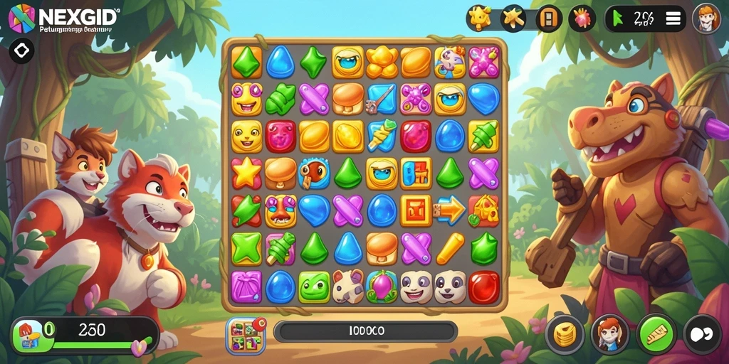 Screenshot gameplay <strong>NEXGID</strong> menampilkan momen seru dalam permainan Match-3.