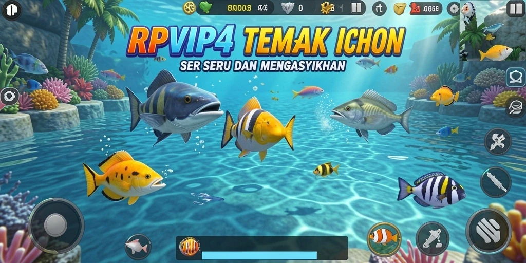 Tampilan gameplay RPVIP4 dengan aksi menembak ikan yang seru.