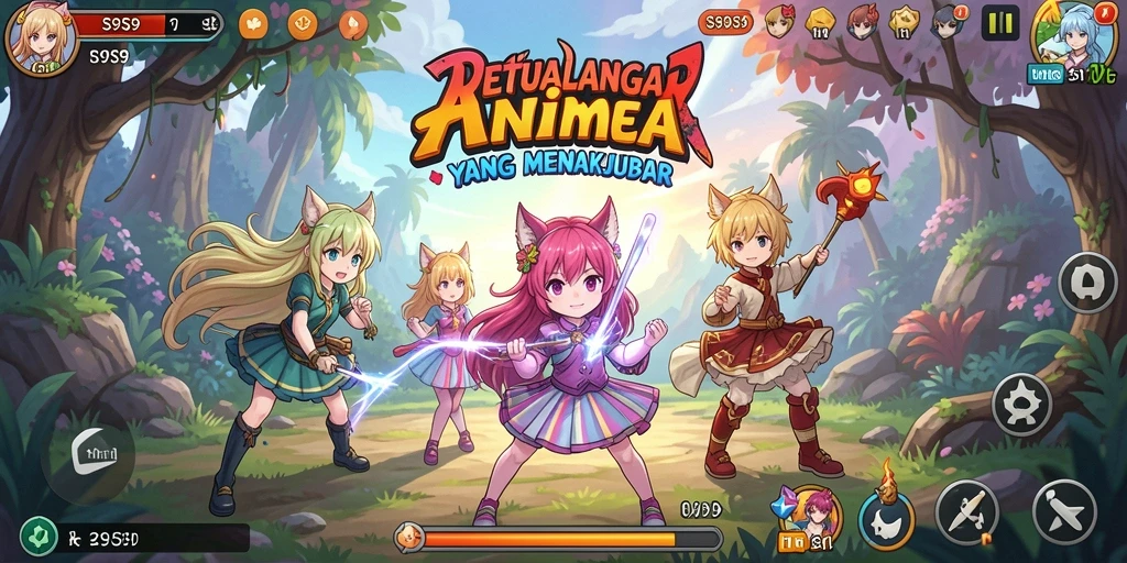Screenshot gameplay S9S9 menampilkan pertarungan seru antara karakter anime.
