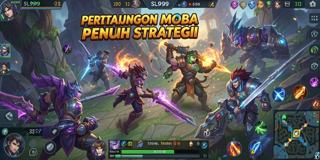 Screenshot gameplay menampilkan aksi seru di SL999 MOBA.