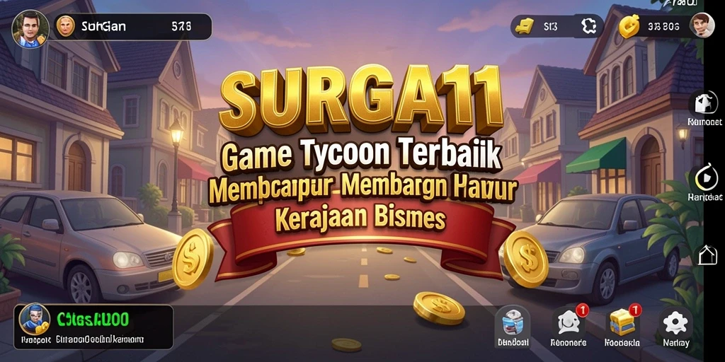 Screenshot utama SURGA11 menampilkan antarmuka gameplay Tycoon yang mendebarkan.